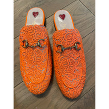 Load image into Gallery viewer, Gucci Princetown Orange Lace Loafer