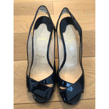 Load image into Gallery viewer, Christian Louboutin Black Patent Leather Criss Cross Wedge
