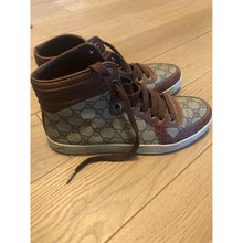 Load image into Gallery viewer, Gucci Brown Canvas/Leather High Top Sneakers