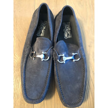 Load image into Gallery viewer, Ferragamo Suede Gray Loafer with Silver Hardware (Men's)