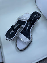Load image into Gallery viewer, Alexander Wang Nova Low Logo Elastic/PVC Heels in White