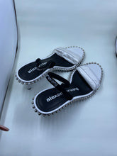 Load image into Gallery viewer, Alexander Wang Nova Low Logo Elastic/PVC Heels in White