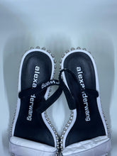 Load image into Gallery viewer, Alexander Wang Nova Low Logo Elastic/PVC Heels in White