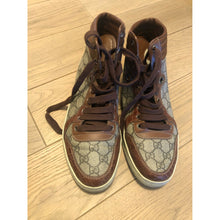 Load image into Gallery viewer, Gucci Brown Canvas/Leather High Top Sneakers
