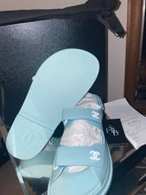 Load image into Gallery viewer, Chanel Powder Blue Dad Sandals
