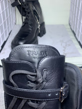 Load image into Gallery viewer, Prada Leather Zip-Pocket Tall Combat Boot
