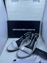 Load image into Gallery viewer, Alexander Wang Nova Low Logo Elastic/PVC Heels in White
