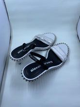 Load image into Gallery viewer, Alexander Wang Nova Low Logo Elastic/PVC Heels in White
